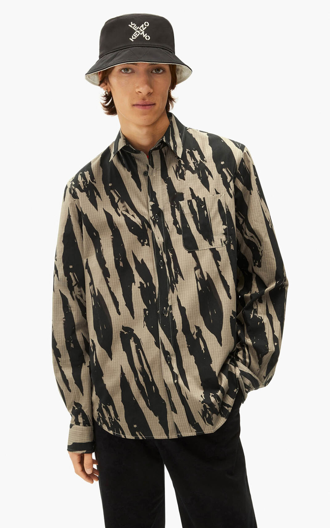 Chemise Kenzo Pleat Camo casual Homme Grise Clair | UJDK-96703